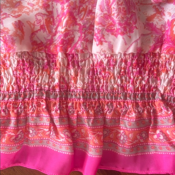 Pink and Orange Smocked Floral Top - Picture 2 of 4